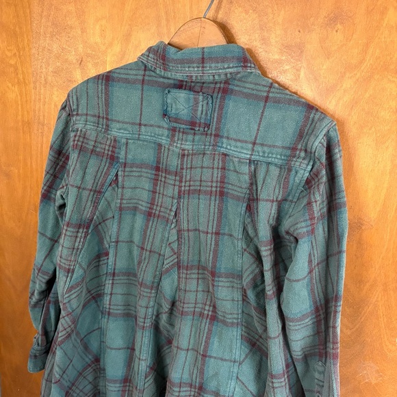 We The Free People Green Plaid Oversized Babydoll Button Up Shirt Shacket Boho - Picture 4 of 15